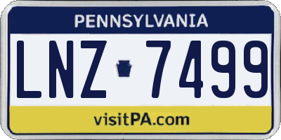 PA license plate LNZ7499