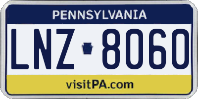 PA license plate LNZ8060