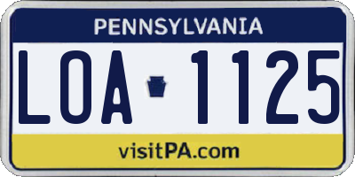 PA license plate LOA1125