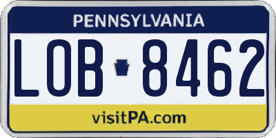 PA license plate LOB8462