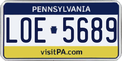 PA license plate LOE5689