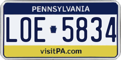 PA license plate LOE5834