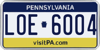 PA license plate LOE6004
