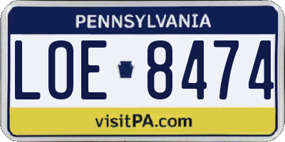 PA license plate LOE8474