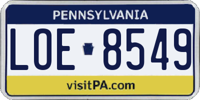 PA license plate LOE8549