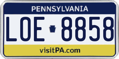PA license plate LOE8858