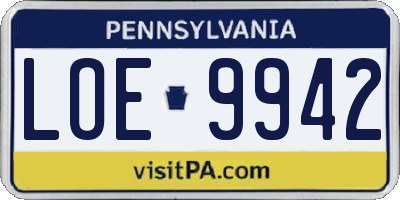PA license plate LOE9942