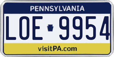 PA license plate LOE9954