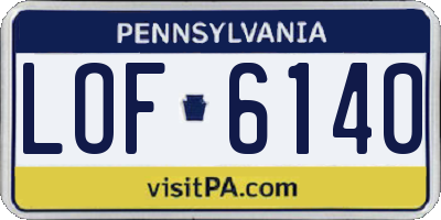 PA license plate LOF6140