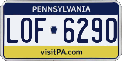 PA license plate LOF6290