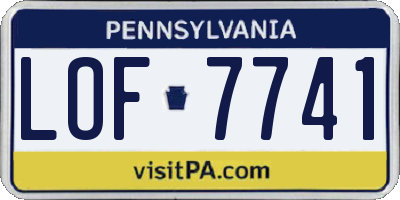 PA license plate LOF7741