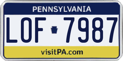 PA license plate LOF7987