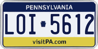 PA license plate LOI5612