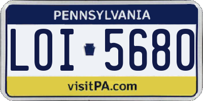 PA license plate LOI5680