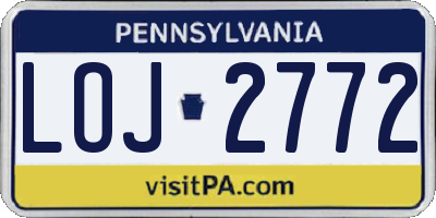 PA license plate LOJ2772