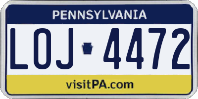 PA license plate LOJ4472