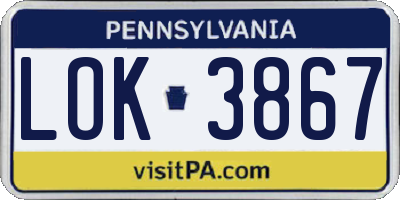 PA license plate LOK3867