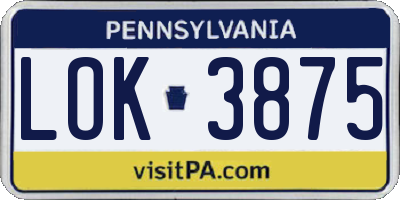 PA license plate LOK3875