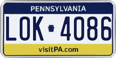 PA license plate LOK4086