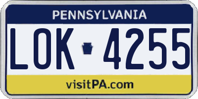 PA license plate LOK4255