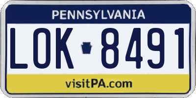 PA license plate LOK8491