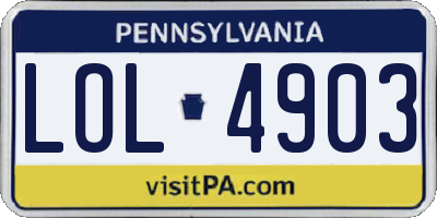 PA license plate LOL4903