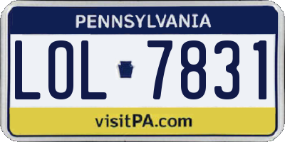 PA license plate LOL7831
