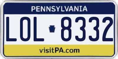PA license plate LOL8332