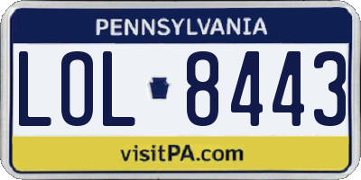 PA license plate LOL8443