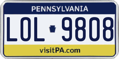 PA license plate LOL9808