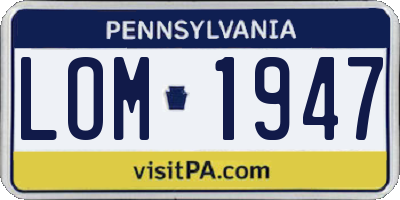 PA license plate LOM1947