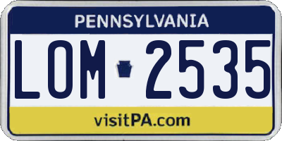 PA license plate LOM2535