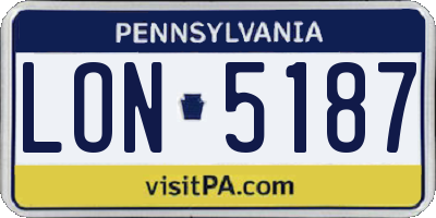 PA license plate LON5187