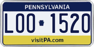 PA license plate LOO1520