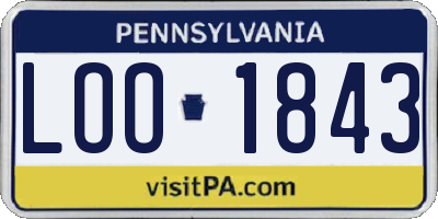PA license plate LOO1843