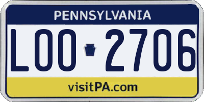 PA license plate LOO2706