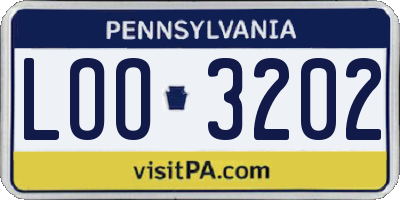 PA license plate LOO3202