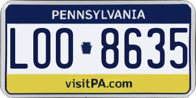 PA license plate LOO8635