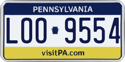 PA license plate LOO9554