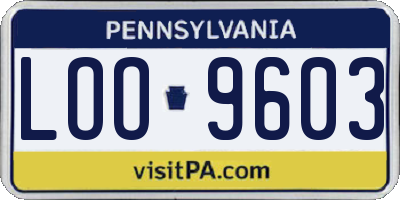 PA license plate LOO9603
