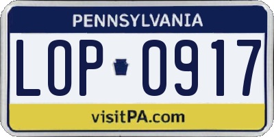 PA license plate LOP0917