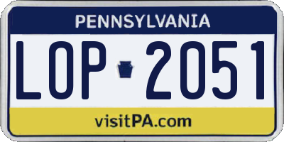 PA license plate LOP2051