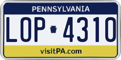 PA license plate LOP4310