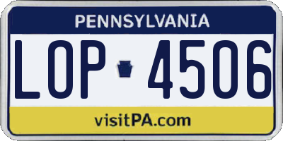 PA license plate LOP4506