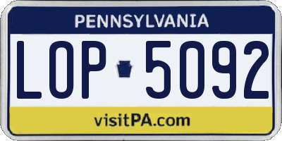 PA license plate LOP5092