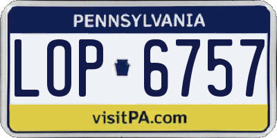 PA license plate LOP6757