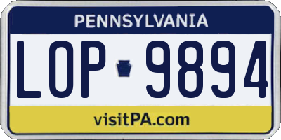 PA license plate LOP9894