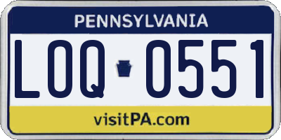 PA license plate LOQ0551