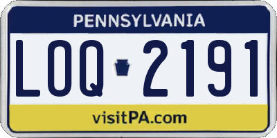 PA license plate LOQ2191