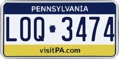 PA license plate LOQ3474